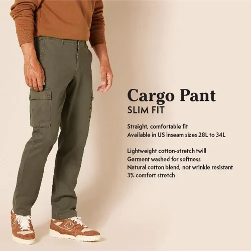 Vista 2 de Tienda Essentials Mens Slim-Fit Stretch Cargo Pant (Available in Big & Tall)