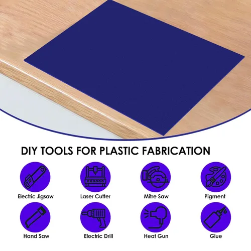 Vista 6 de Hojas de plástico ABS azul, paneles de plástico opaco de 12 x 16 pulgadas de grosor y 1/8 pulgadas de grosor, moldeables, flexibles que las hojas