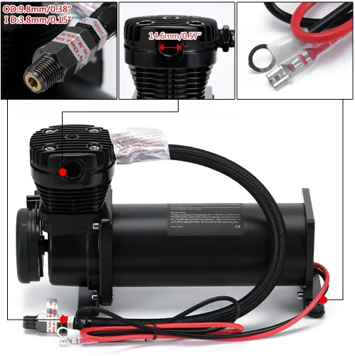 Vista 3 de PTNHZ Universal 1/4 NPT DC 12V 480c 200 PSI Control Air Bag Suspensión Compresor/Bomba Ride Kit para Auto/Motocicleta