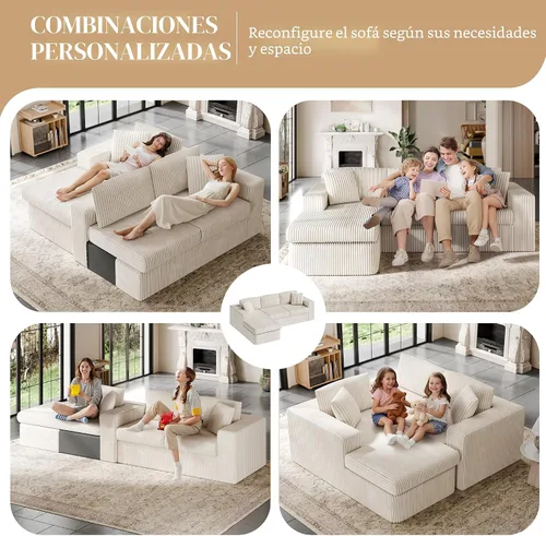Vista 4 de Vongrasig Sofá modular sin hueso de 105 pulgadas para sala de estar, sofás modulares con diván en forma de L, cómodo sofá nube de espuma