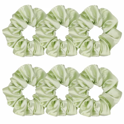 Vista 9 de 6 coleteros de seda satinada – Ligas suaves para el cabello, bandas para el cabello de moda, lazos, pulseras elásticas y soportes para cola