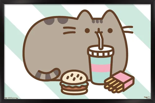 Vista 8 de Trends International Pusheen - Póster de pared de alimentos, 14.725 x 22.375 pulgadas, versión enmarcada de madera de granero
