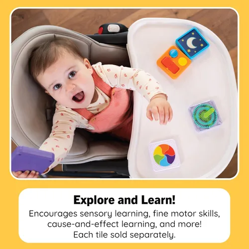 Vista 4 de Fat Brain Toys PlayTab Cube, cubo de actividad modular con azulejos sensoriales intercambiables, juguete para bebés y niños pequeños a partir de 12