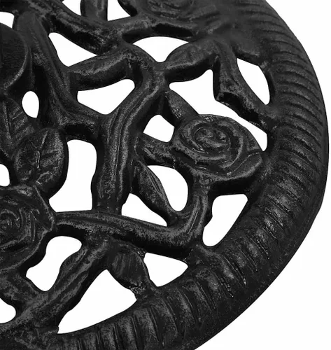 Vista 8 de Cast Iron Umbrella Base with Floral Design, Heavy Duty Black Umbrella Base for Patio and Balcony Stability