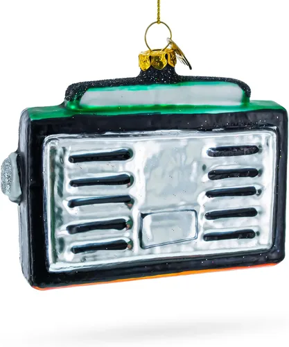 Vista 3 de Vintage Cassette Player Boombox Glass Christmas Ornament
