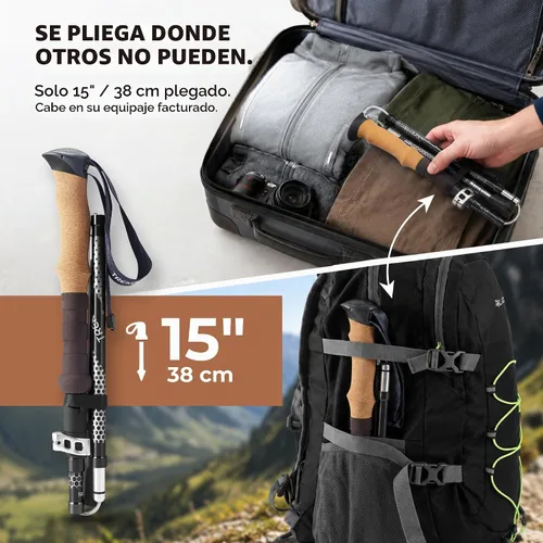 Vista 8 de Trekology Trek-Z Hiking Trekking Poles, Walking Stick for Men, Women, 2pc Corcho Negro