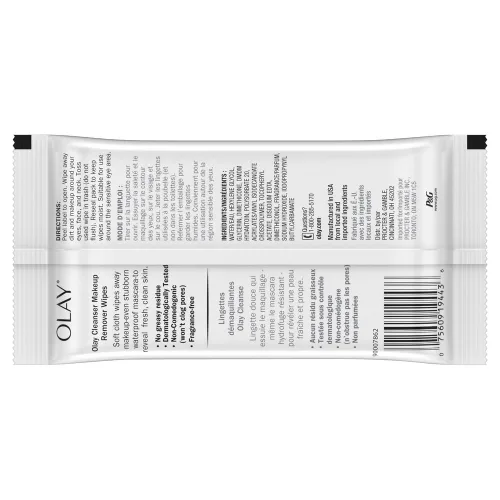 Vista 2 de Olay Toallitas desmaquillantes Cleanse, sin fragancia, 25
