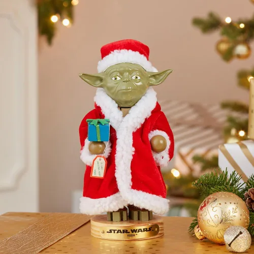 Vista 6 de Kurt Adler Yoda en Bata de Santa Cascanueces, 9 pulgadas, rojo-verde