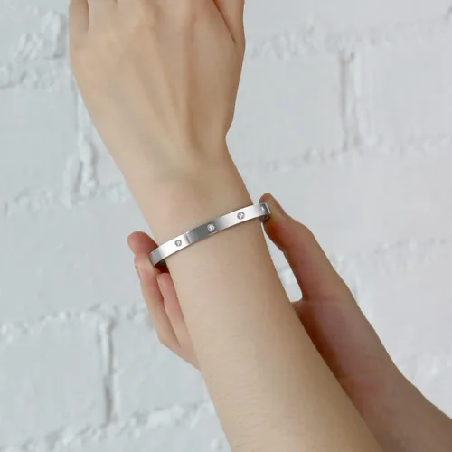 Vista 7 de Pulseras inspiradoras regalos de plata para mujer pulseras de acero inoxidable sin deslustre no se deslustra con piedras de circonita cúbica pulsera