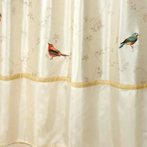Vista 3 de Avanti Linens - Cortina de tela para la ducha, decoración de baño inspirada en la naturaleza (Colección Aves Doradas, 72")