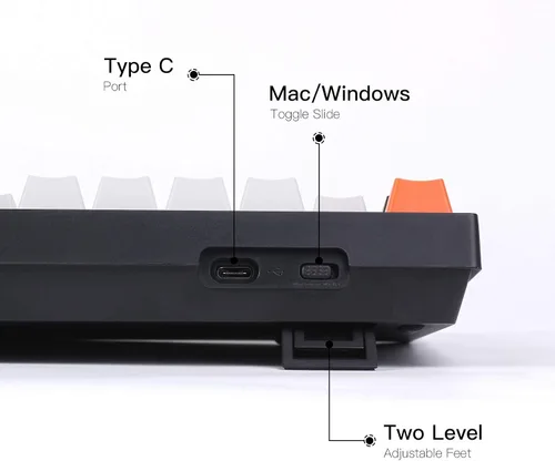 Vista 4 de Keychron Teclado mecánico con cable C1 Mac interruptor Gateron G Pro marrón 87 teclas Tenkeyless ABS teclado de computadora para computadora