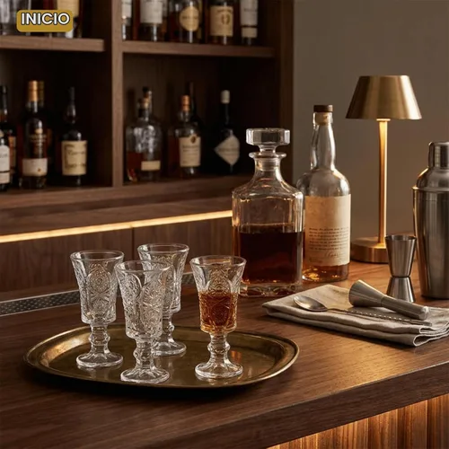 Vista 7 de Youeon Juego de 12 vasos de chupito de 1.5 onzas, vasos de chupito de vidrio grabado con base pesada, vasos pequeños para tequila, whisky, vodka