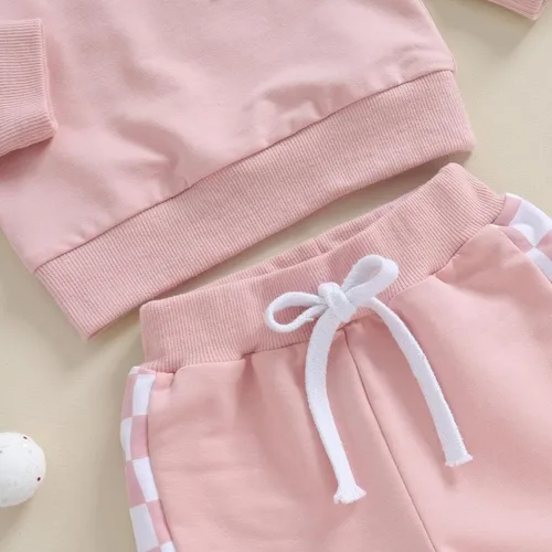 Vista 5 de BeQeuewll Ropa para bebé niña, trajes de otoño e invierno, sudadera de manga larga, sudadera y pantalones para niños pequeños