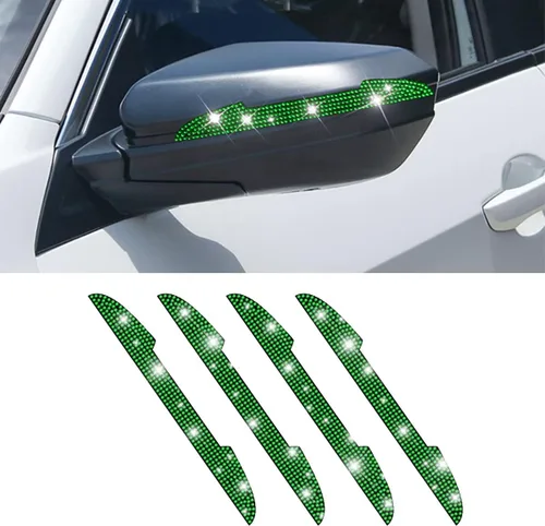 Vista 17 de 4 protectores de arañazos con diamantes de imitación para manija de puerta de auto, universales, para espejo retrovisor lateral, protector de borde
