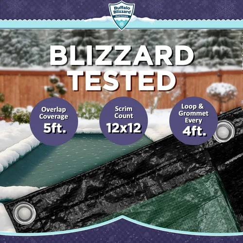 Vista 9 de Buffalo Blizzard Supreme Plus - Cubierta rectangular para piscina de invierno de 12 pies x 20 pies, color tostado/plateado, resistente para piscinas