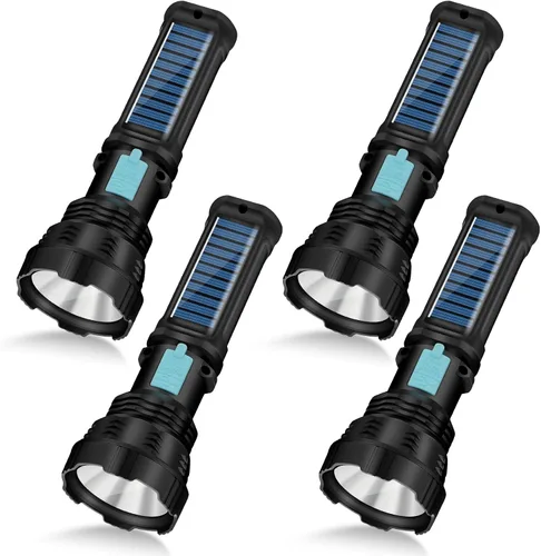 Vista 5 de VOETIR Linterna solar LED, 1500 lúmenes, linternas solares recargables de mano con IP65 impermeable, batería de 2000 mAh para supervivencia
