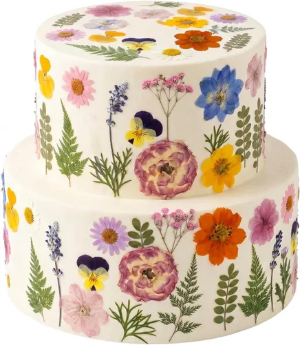 Vista 8 de Decoraciones para tartas de otoño, flores prensadas, hojas de arce