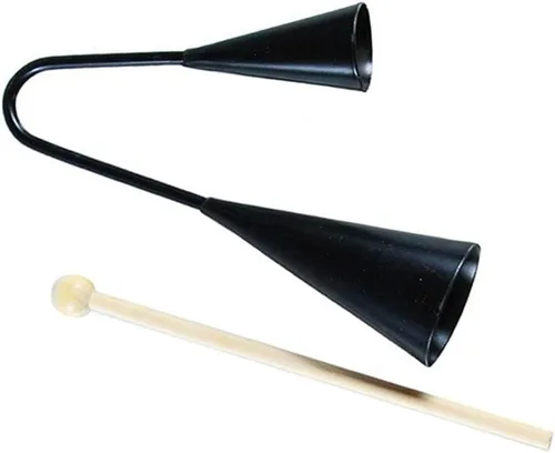 Vista 2 de Agogo Bell - Instrumento de percusión tradicional de samba de dos tonos con palo de madera para niños pequeños