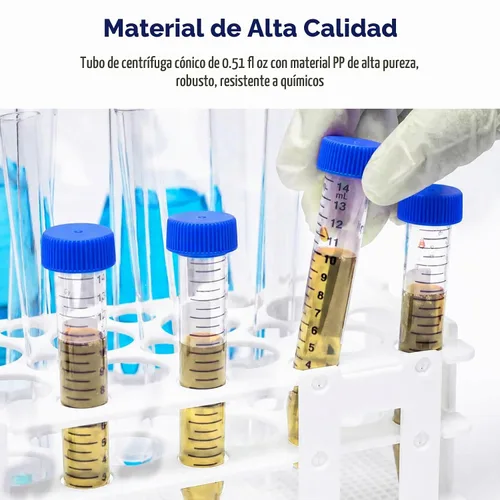 Vista 6 de Membrane Solutions Tubos de centrífuga cónicos de 0.5 fl oz, paquete de 50 tubos de ensayo de plástico estériles con tapas de rosca, recipiente