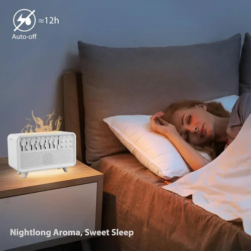 Vista 5 de Máquina de ruido blanco con difusor de aceite esencial y luz nocturna, terapia de sonido portátil para adultos/bebés, 8 sonidos naturales