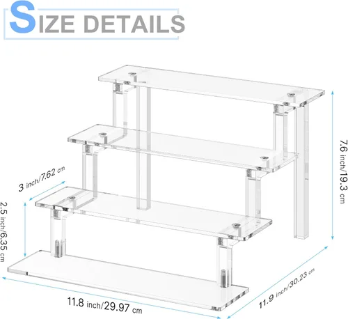 Vista 6 de Organizador de perfume para cupcakes, soporte de colonia para hombres, estantes de almacenamiento de acrílico escalonados de 12 pulgadas, soporte