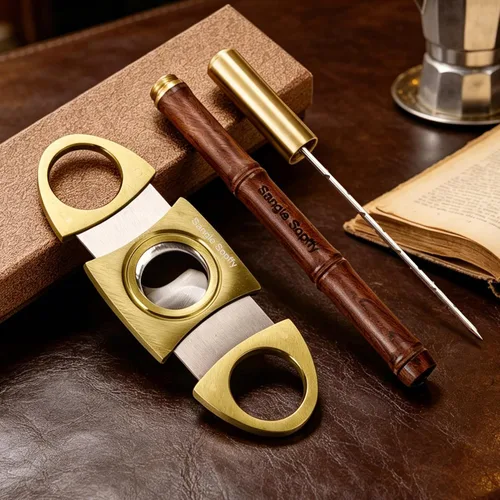 Vista 4 de SANGLE SOPFFY 2-Piece Cigar Draw Enhancer & Nubber Set with Wooden Case - Cigar Accessories (1PC)