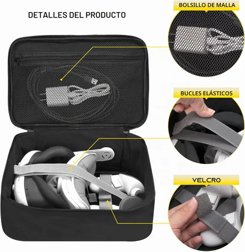 Vista 4 de Funda de transporte suave compatible con Oculus Meta Quest 3S/Quest 3/Quest 2 oficial original, funda de almacenamiento para casco Meta Quest 3/3S