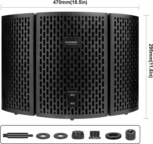 Vista 12 de Escudo de aislamiento de micrófono de grabación de estudio profesional, adecuado para Blue Yeti y cualquier equipo de grabación de micrófono