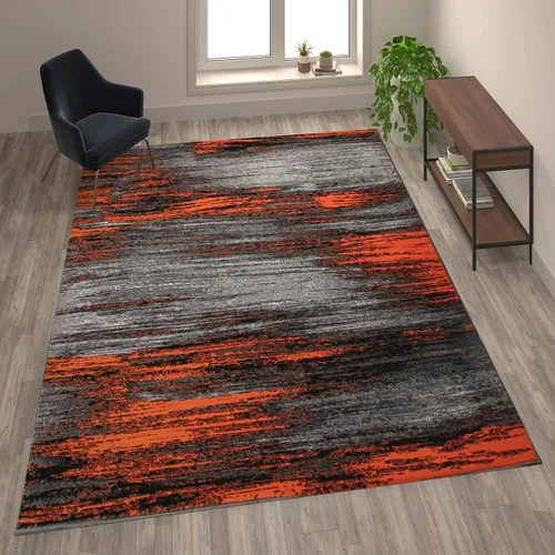 Vista 17 de Flash Furniture Rylan Collection - Alfombra contemporánea de olefinas azules, de pelo alto, 2 x 10 pies, respaldo de yute, pasillo, entrada
