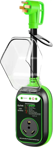 Vista 8 de EyGde Adaptador de 15 amperios a 30 Amp 110 RV con protector de sobretensión, adaptador patentado 4500J 5-15P macho a TT-30R RV enchufe RV Verde