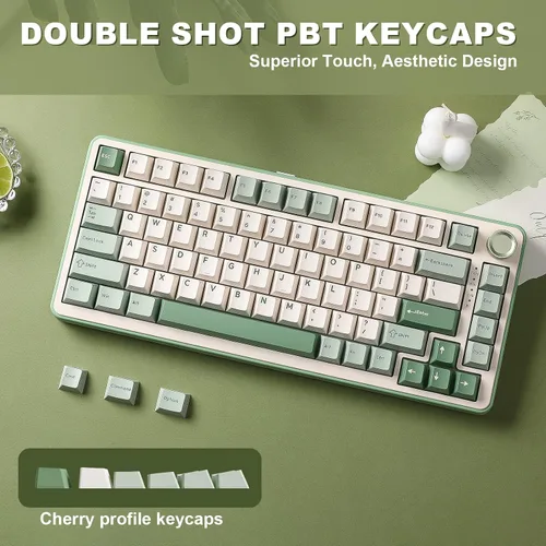 Vista 7 de YUNZII Teclado mecánico inalámbrico B75 PRO, diseño del 75% con perilla, estructura de junta de intercambio en caliente, interruptores prelubricados