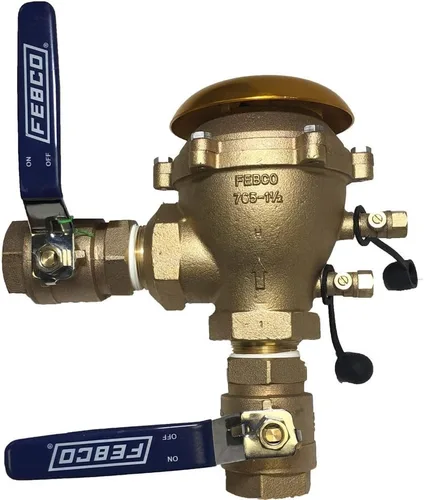 Vista 17 de Febco 765 Bronze Pressure Vacuum Breaker Backflow Preventer 1" Inlet Válvula de retención con resorte, 150 PSI máximo, conexiones NPT, sensor