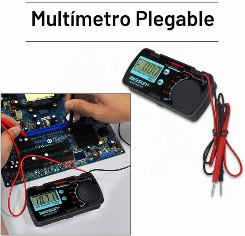 Vista 9 de allsun Mini rango automático plegable multímetro digital probador automotriz AC DC Volt AMP Ohm LCD Voltímetro de viaje Amperímetro probador