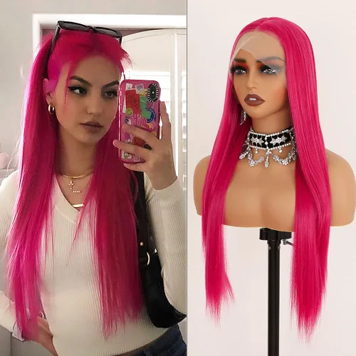 Vista 8 de Pelucas de encaje frontal de 13 x 6 pulgadas, pelucas de cabello negro natural, pelucas de encaje frontal sin pegamento, pelucas de encaje frontal