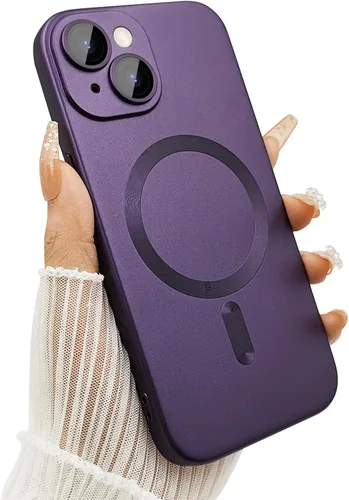Vista 10 de ankofave Funda Magnética para iPhone 14 Plus para Mujeres, Funda Resistente Mate de Lujo Diseño Suave Metálico con Protector de Lente de Cámara