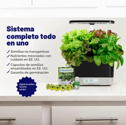 Vista 8 de Sistema hidropónico de jardín interior AeroGarden Harvest con luz de cultivo LED y kit de hierbas, con capacidad para hasta 6 cápsulas, color blanco
