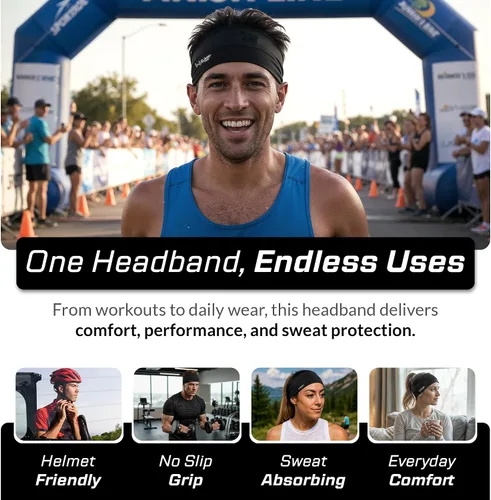 Vista 6 de Halo Headband Bandit - 4" Wide Pullover Sweatband for Both Women and Men