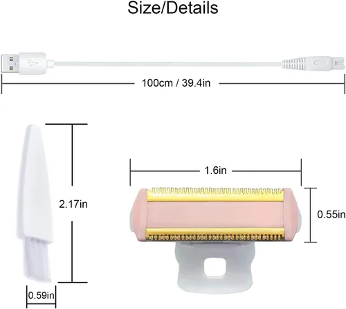 Vista 8 de Cabezales de repuesto para mujer (hoja de recortadora corporal, 1 cuchilla+cargador+ 2 cepillos)