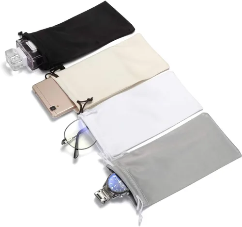 Vista 6 de aisswzber Paquete de 4 gafas de sol de microfibra, bolsa de limpieza y almacenamiento, Blcak