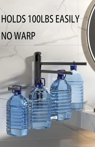 Vista 4 de Toalleros giratorios para baño/cocina, montado en la pared, sin taladro, toallero resistente con barra múltiple, barra de toalla de acero inoxidable