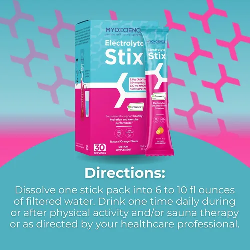 Vista 8 de MYOXCIENCE Electrolyte STIX Polvo de electrolito de creatina Recuperación del ejercicio y el desarrollo muscular con sal real