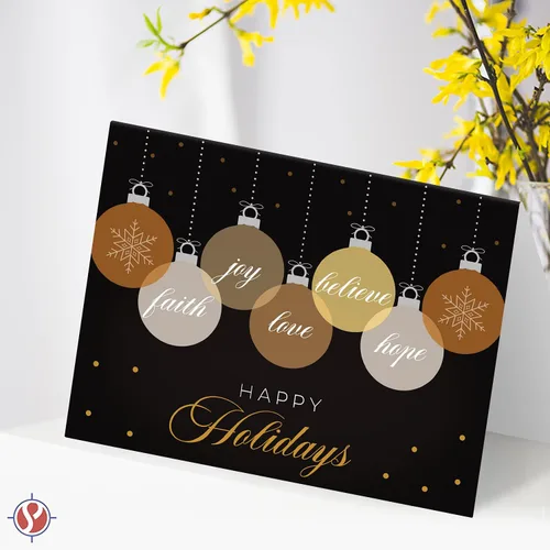 Vista 5 de Tarjetas de felicitación 2026 "Happy Holidays, Love, Faith, Hope, Joy, Believe" - Felicidades de Navidad y Año Nuevo, invitaciones, tarjetas