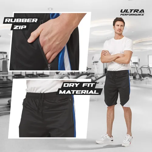 Vista 3 de Ultra Performance - Paquete de 5pantalones cortos deportivos para hombre con bolsillos de cremallera - Para correr, baloncesto y entrenamiento