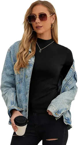 Vista 4 de PrinStory Camisetas de manga corta para mujer, para otoño, de negocios, elegantes, casuales, sin botones, a la moda 2023