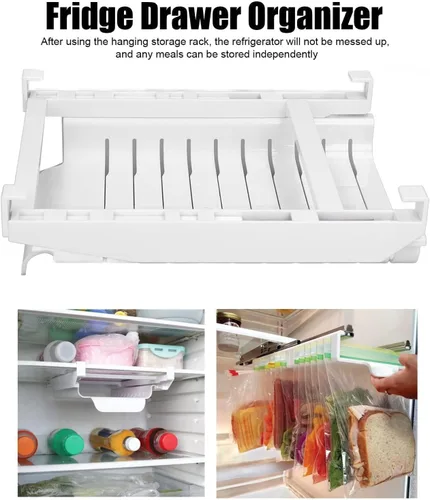 Vista 2 de Organizador para nevera, congelador, refrigerador, colgador de bolsa de refrigerador, bolsa colgante con cremallera, cajón de refrigerador, estante