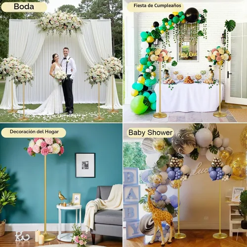 Vista 8 de 4pcs soporte de flores de boda de metal dorado, centros de mesa de 39.4