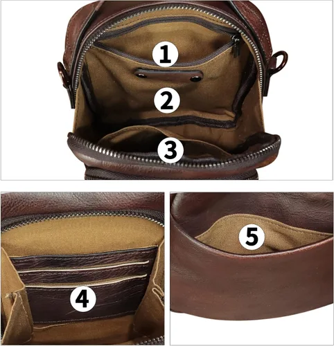 Vista 7 de IVTG Bolso de mensajero de cuero genuino para hombre, bolso bandolera pequeño, bolso cruzado para el trabajo, negocios
