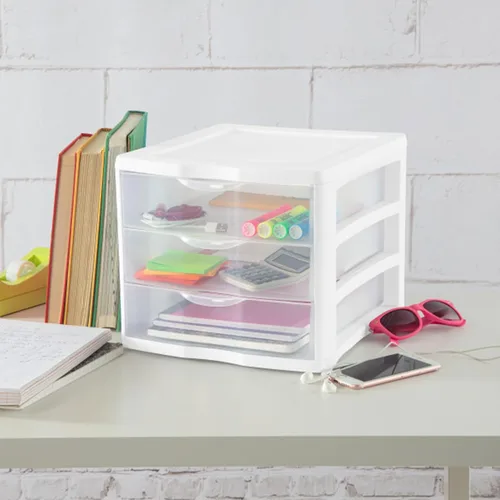 Vista 2 de Sterilite Organizador de 3 cajones, almacenamiento transparente