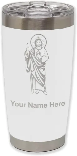 Vista 35 de LaserGram Vaso aislado al vacío de 20 onzas, Saint Jude, grabado personalizado incluido (negro)