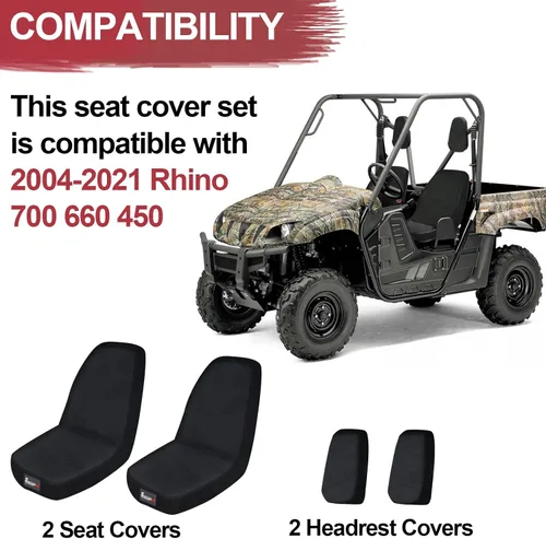 Vista 2 de StarknightMT UTV Rhino Fundas de Asiento Resistentes al Agua Fundas de Asiento Compatibles con Rhino 700 660 450 2004-2021 Tela 1680D Negro